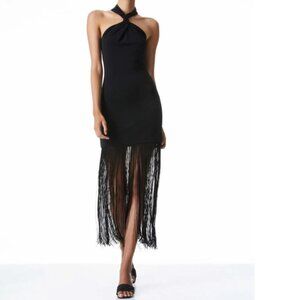 Alice + Olivia Halter-Neck Fringe Hem Dress Size 6 New
